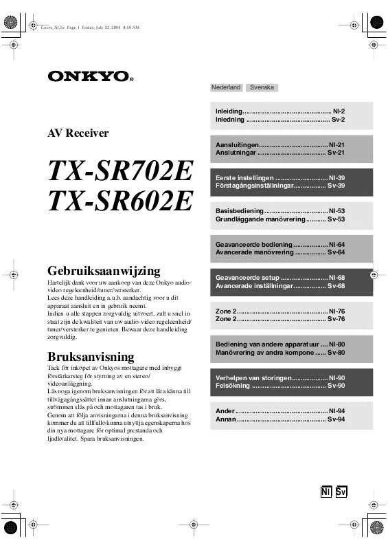 Mode d'emploi ONKYO TX-SR602E