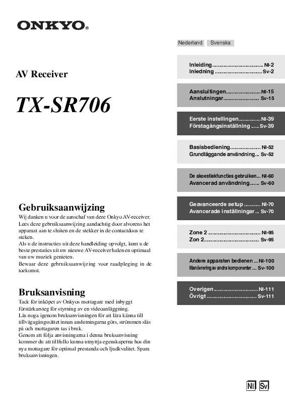 Mode d'emploi ONKYO TX-SR706