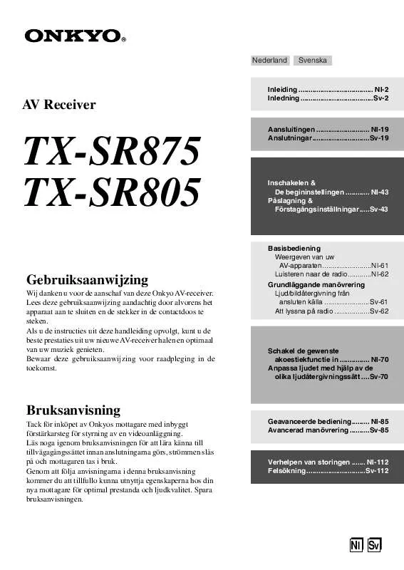 Mode d'emploi ONKYO TX-SR805