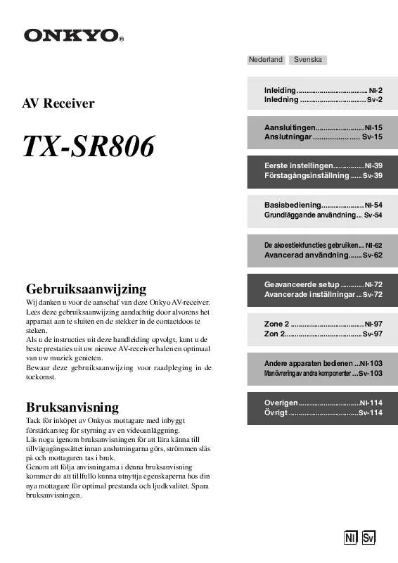 Mode d'emploi ONKYO TX-SR806