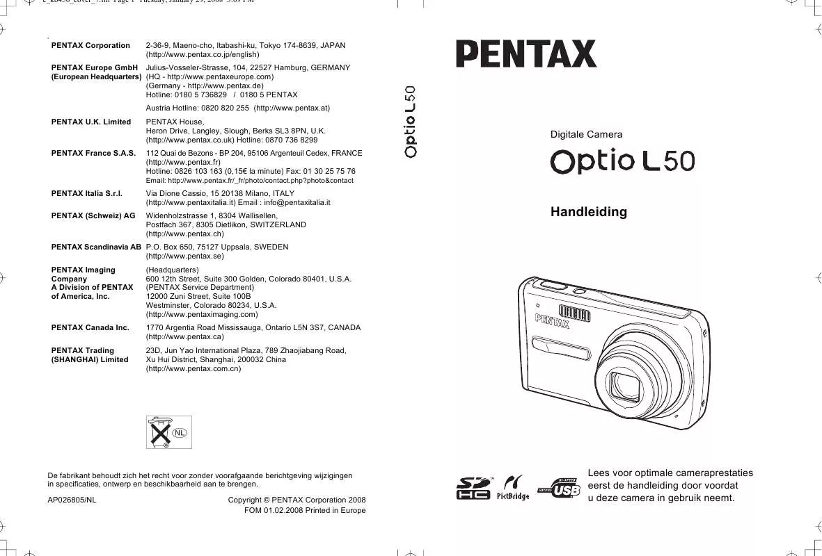 Mode d'emploi PENTAX OPTIO L50