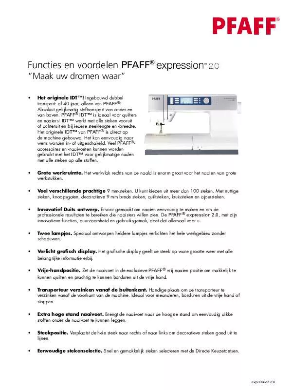 Mode d'emploi PFAFF EXPRESSION 2.0