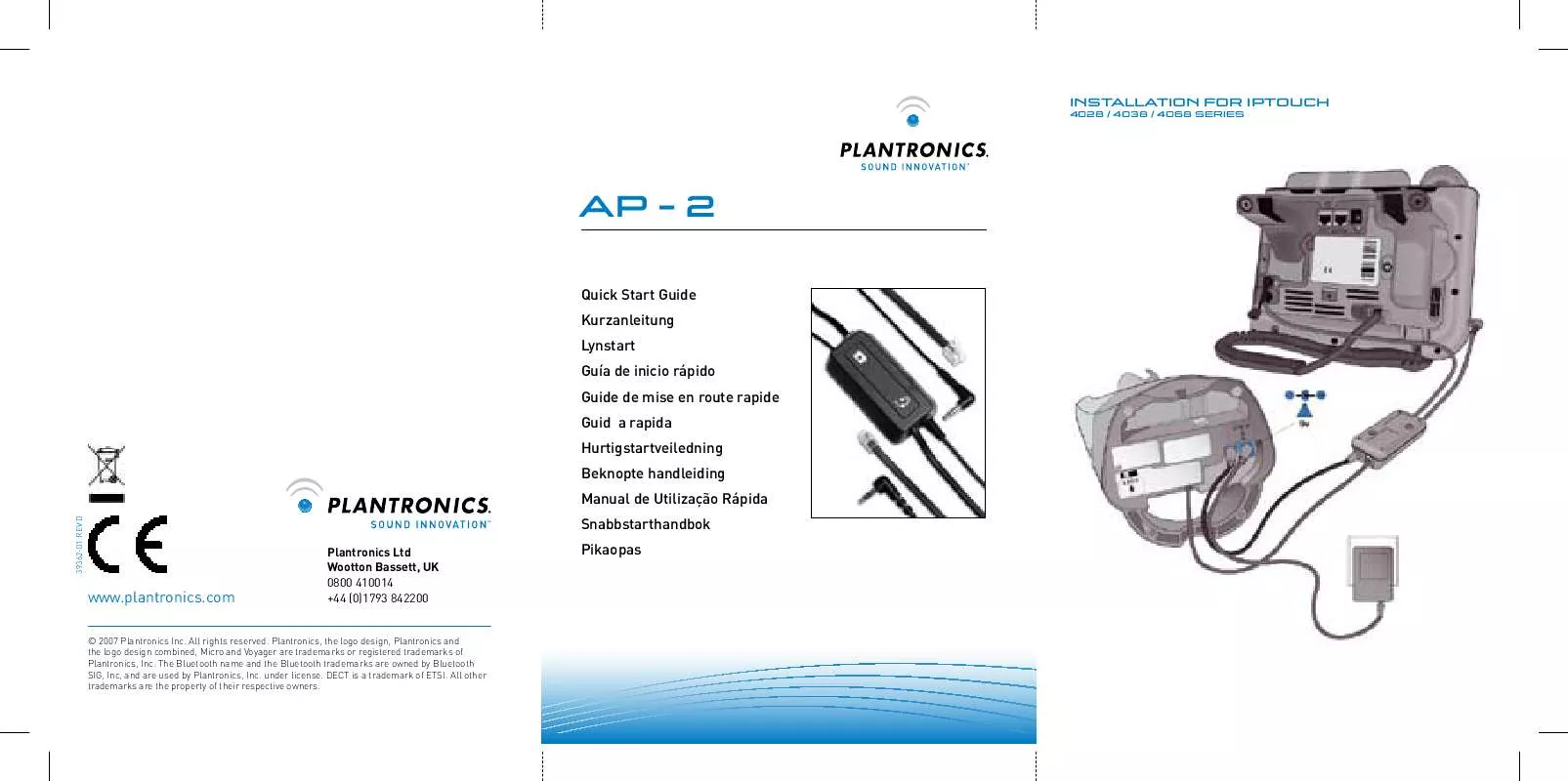 Mode d'emploi PLANTRONICS AP-2 ACCESSORY POD