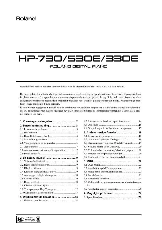 Mode d'emploi ROLAND HP-330E