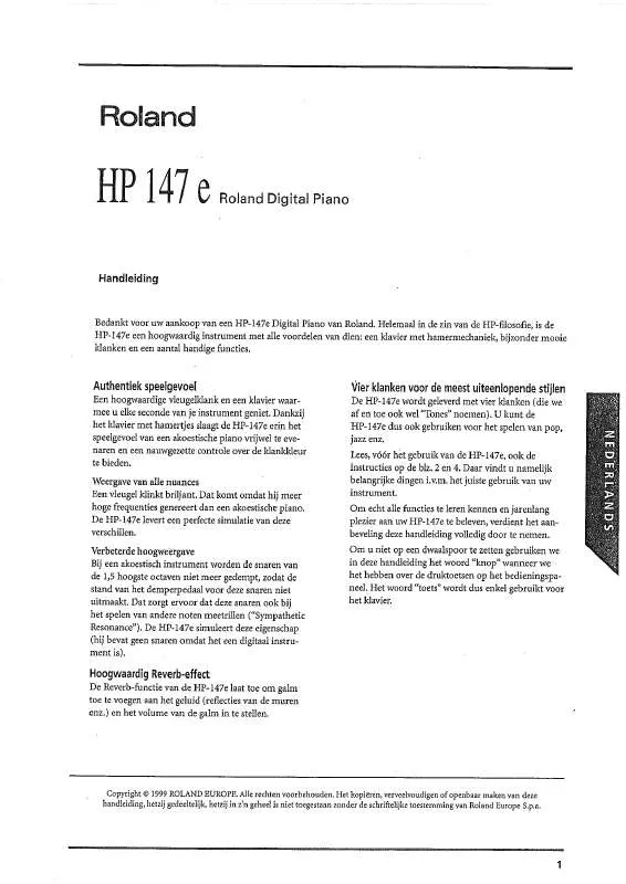 Mode d'emploi ROLAND HP147E