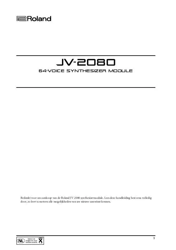 Mode d'emploi ROLAND JV-2080