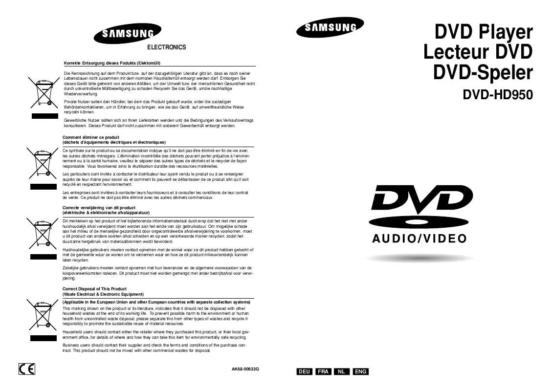 Mode d'emploi SAMSUNG DVD-HD950