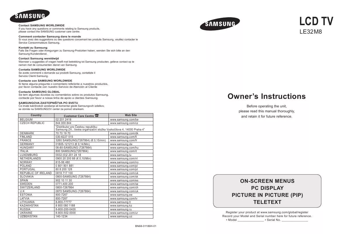 Mode d'emploi SAMSUNG LE 32M86BD