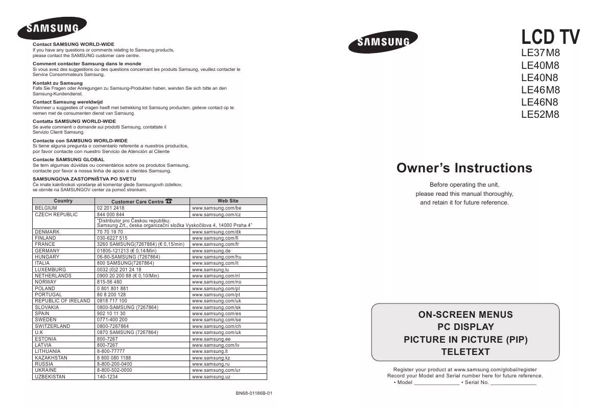 Mode d'emploi SAMSUNG LE 37M86BD