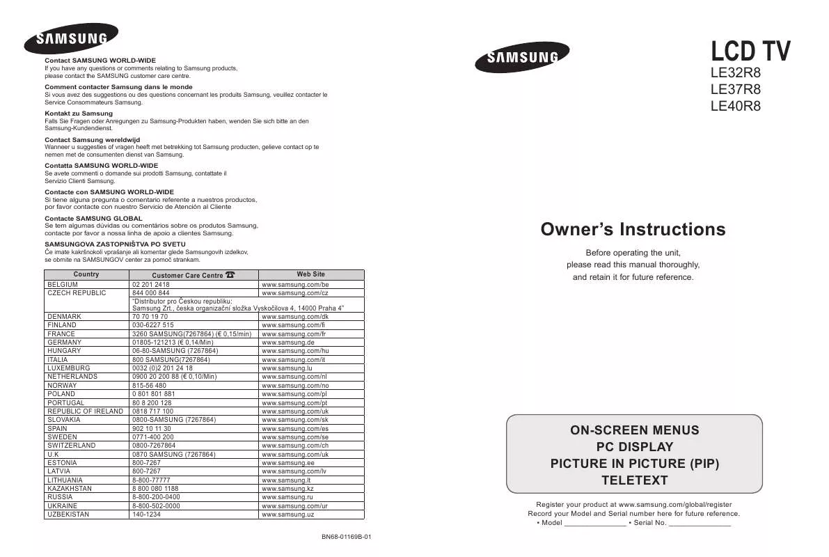 Mode d'emploi SAMSUNG LE32R86WDX