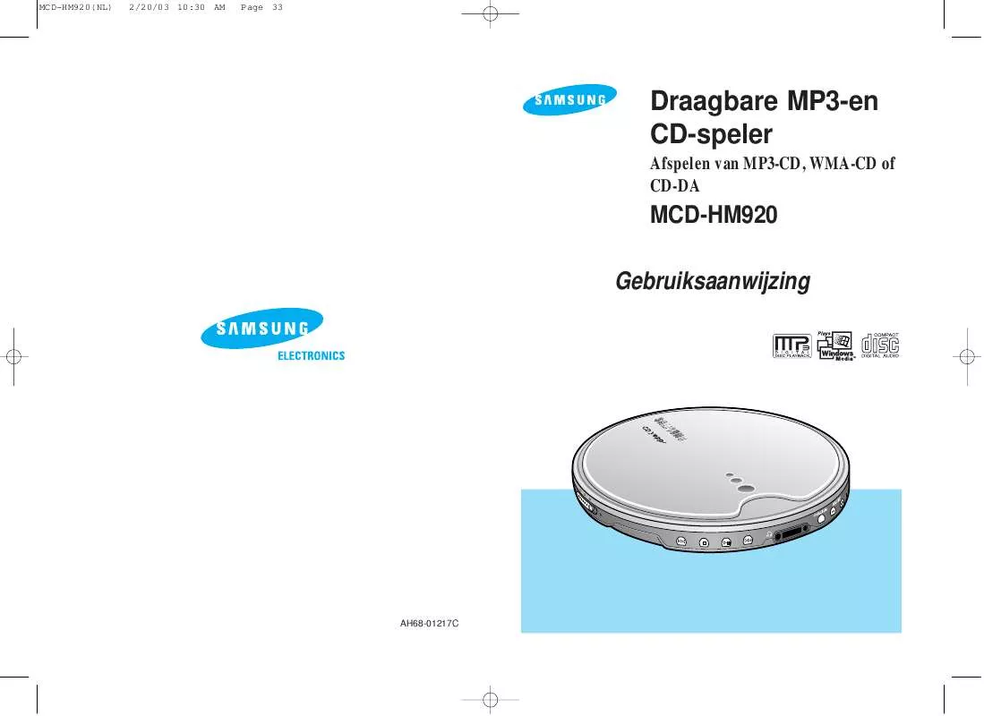 Mode d'emploi SAMSUNG MCD-HM920