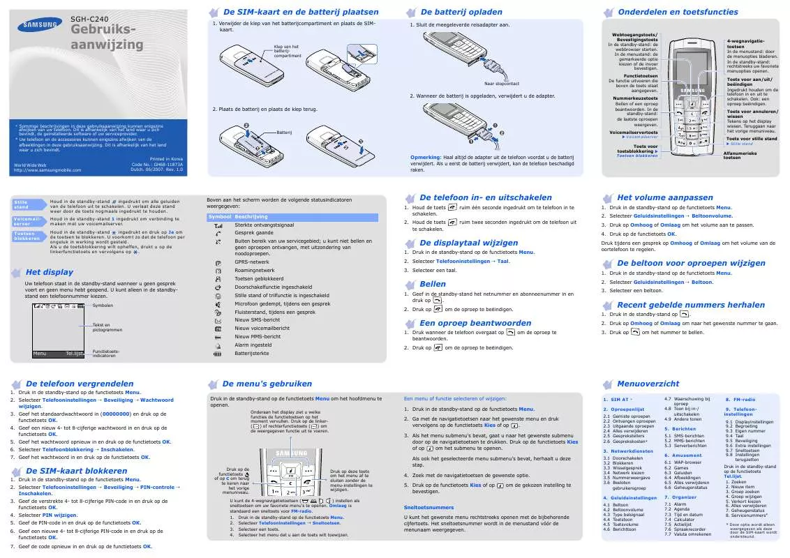 Mode d'emploi SAMSUNG SGH-C240