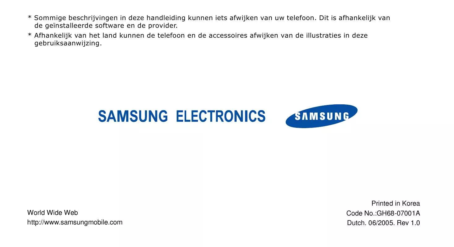 Mode d'emploi SAMSUNG SGH-E530