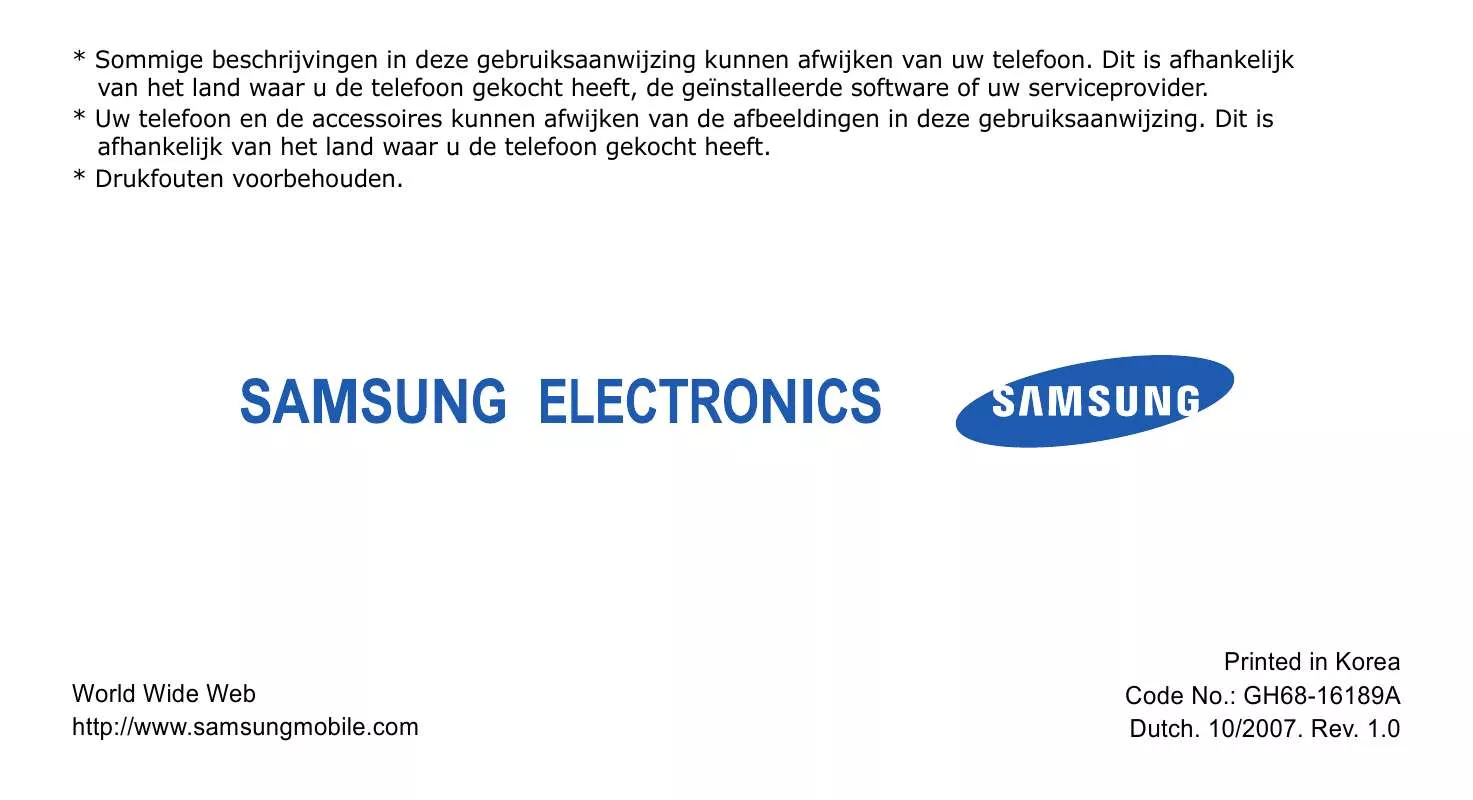 Mode d'emploi SAMSUNG SGH-G800