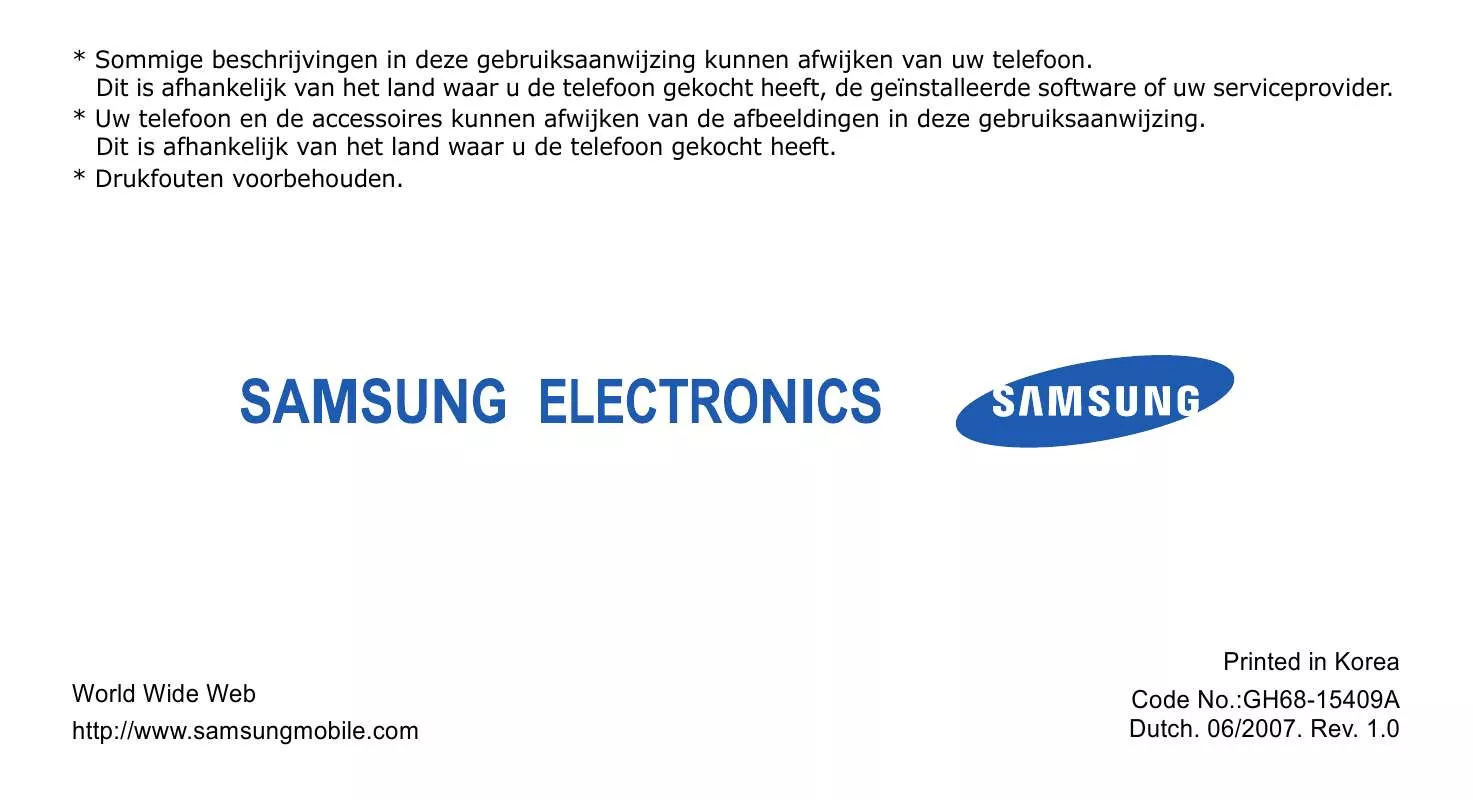 Mode d'emploi SAMSUNG SGH-J600G