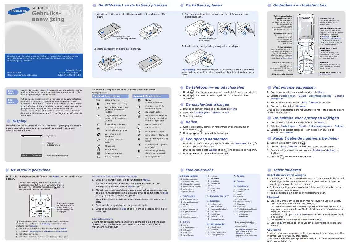 Mode d'emploi SAMSUNG SGH-M310