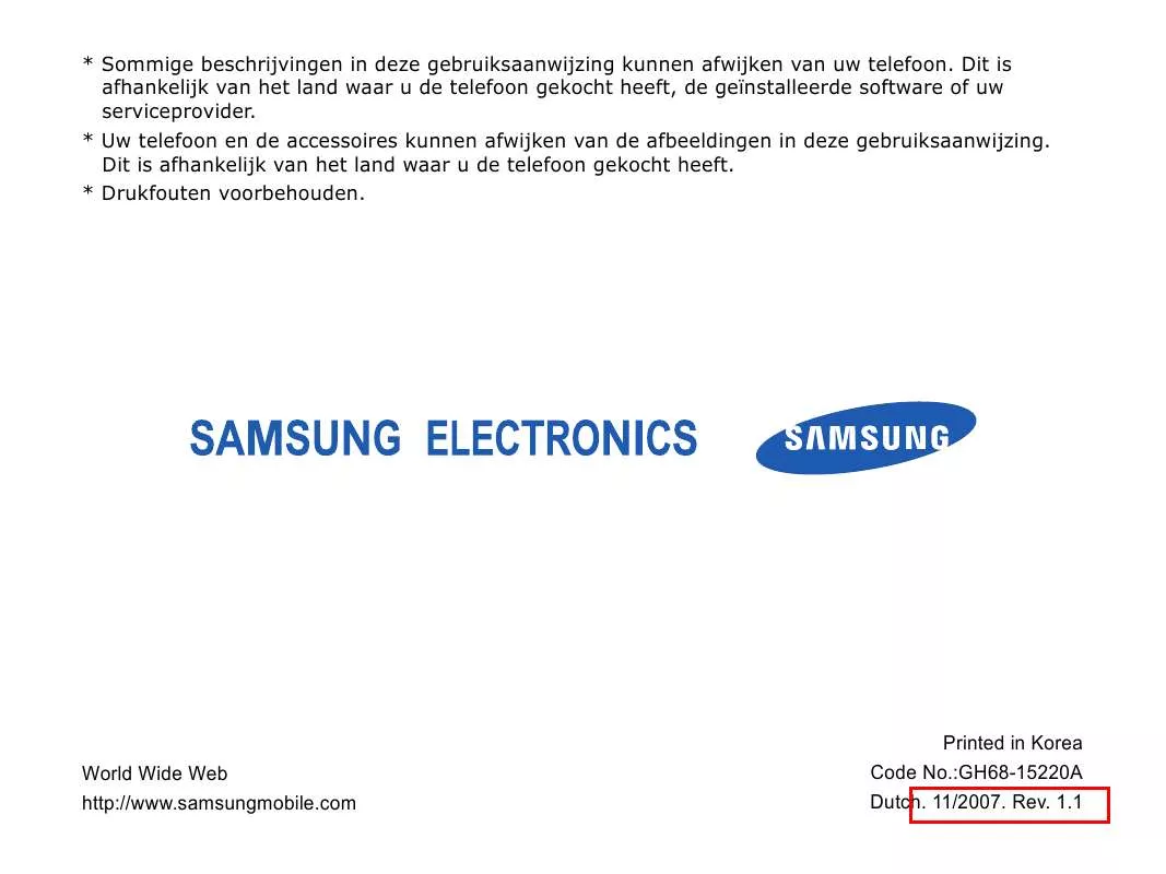 Mode d'emploi SAMSUNG SGH-U700V