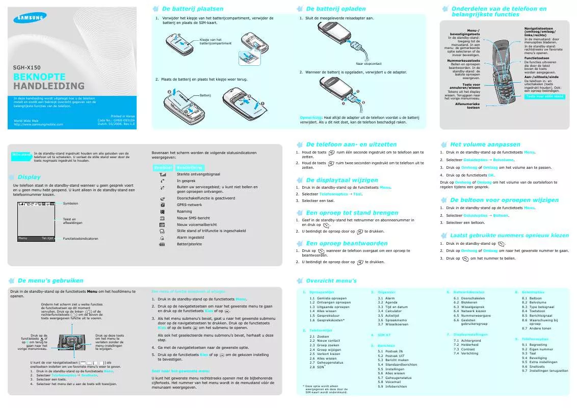 Mode d'emploi SAMSUNG SGH-X150