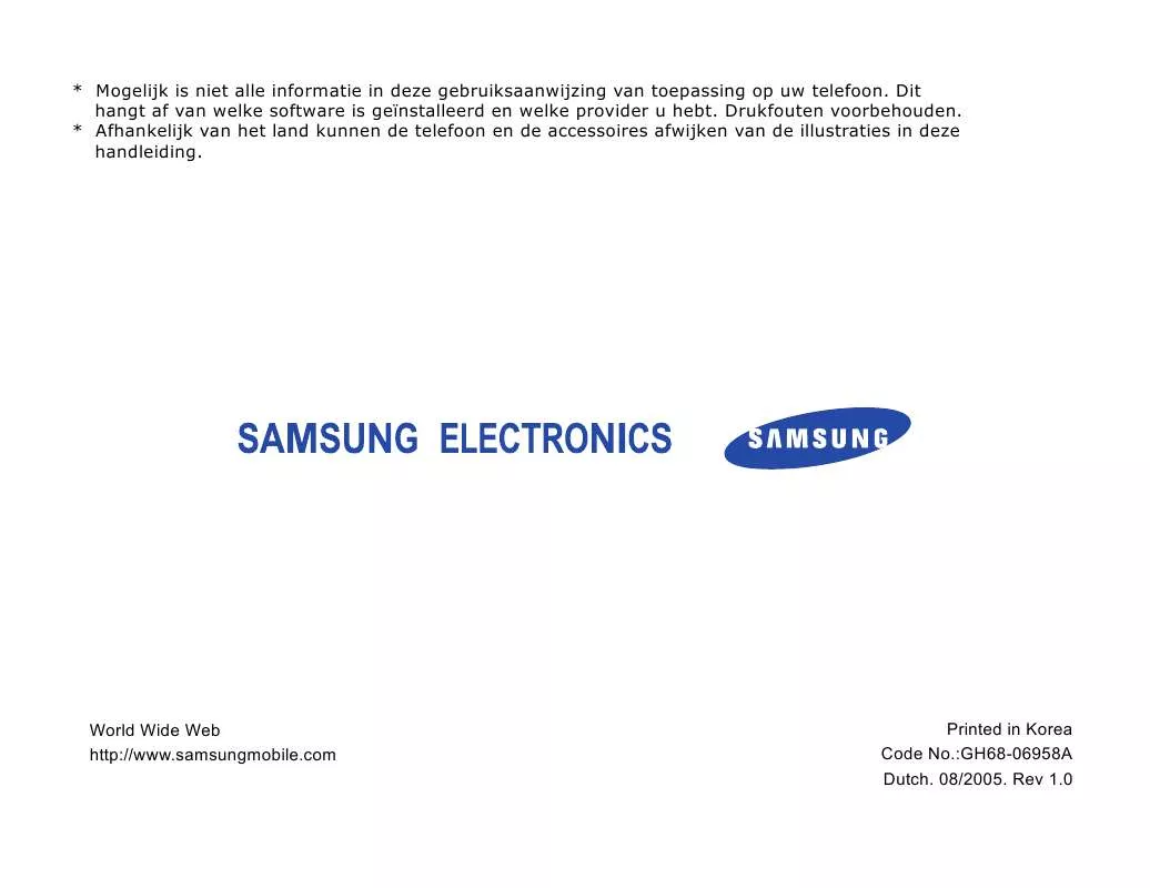 Mode d'emploi SAMSUNG SGH-Z500V