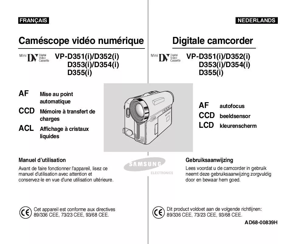 Mode d'emploi SAMSUNG VP-D354(I)