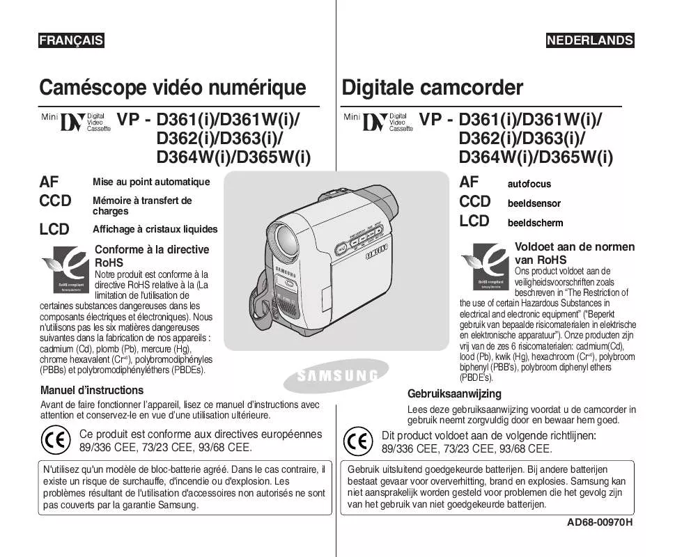 Mode d'emploi SAMSUNG VP-D361W