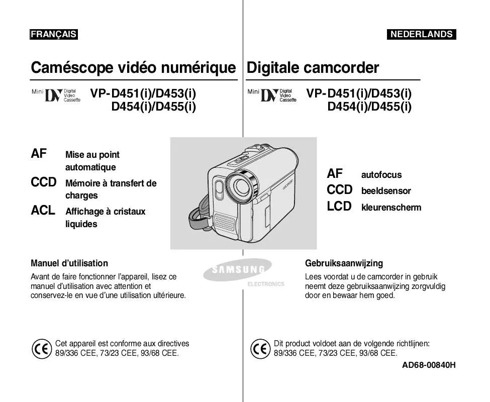 Mode d'emploi SAMSUNG VP-D451