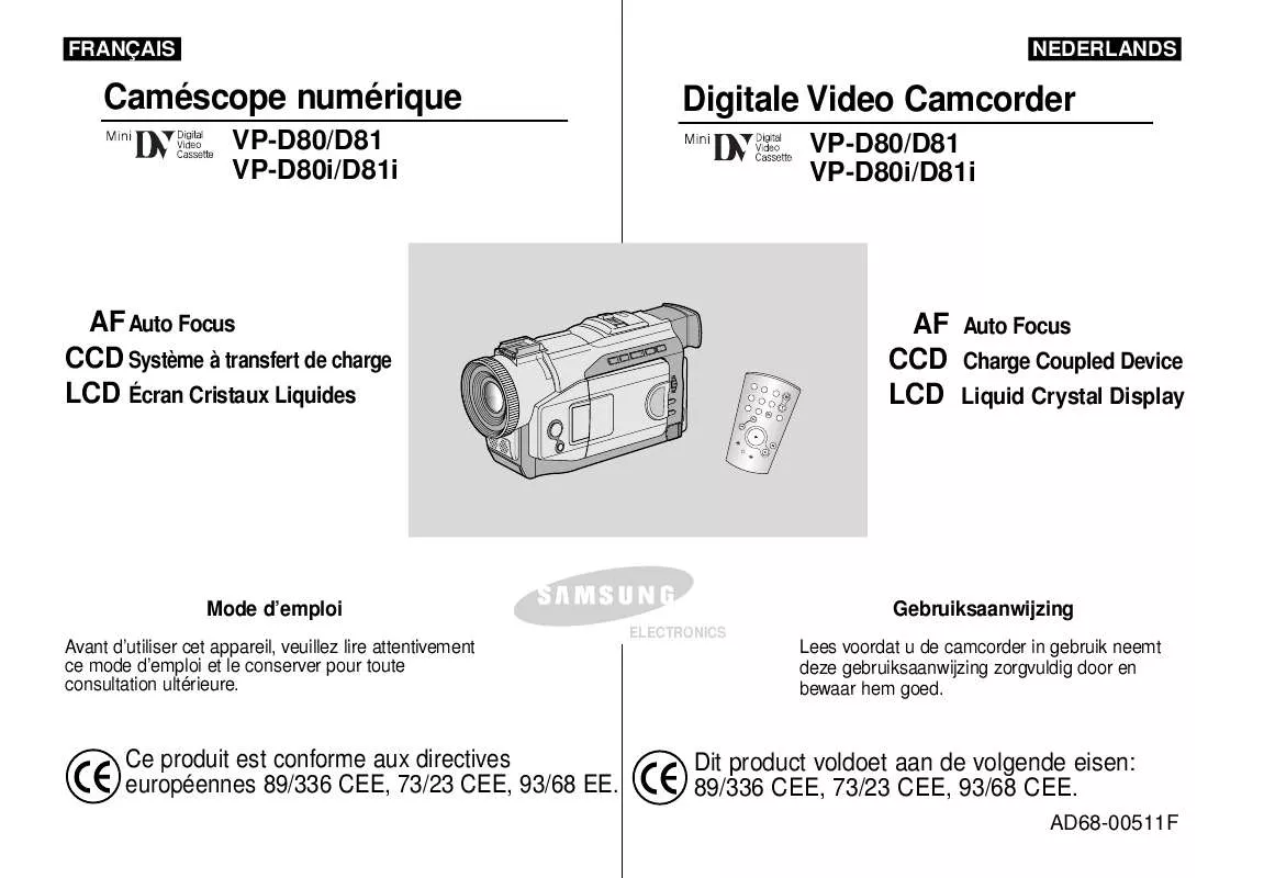 Mode d'emploi SAMSUNG VP-D80I