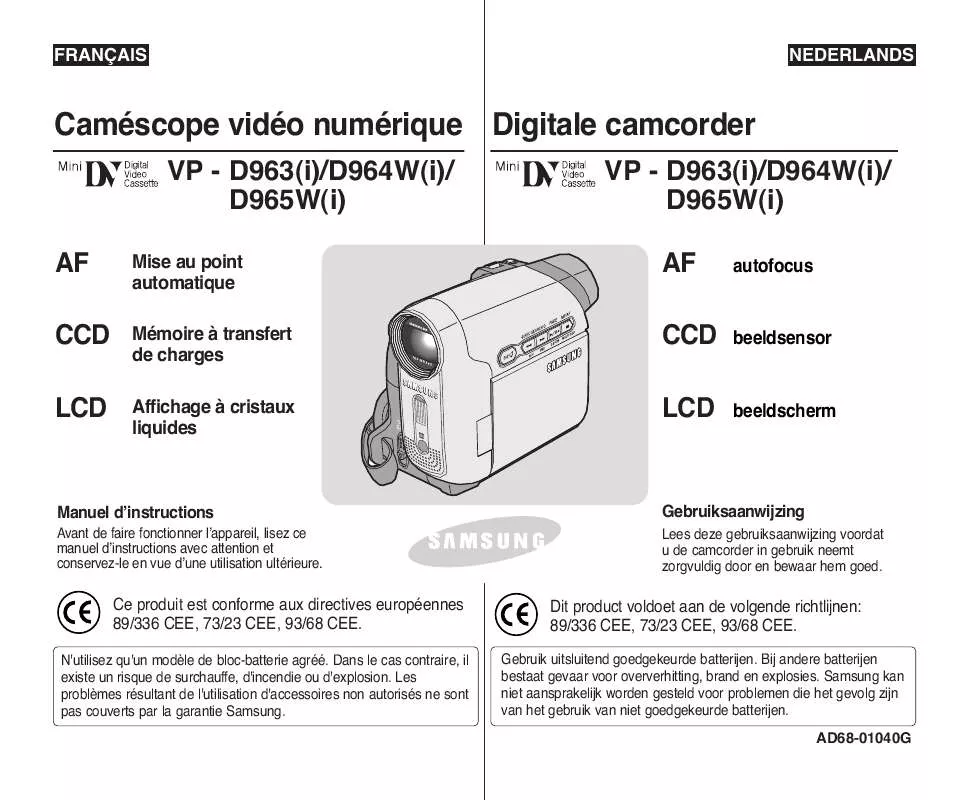 Mode d'emploi SAMSUNG VP-D964W