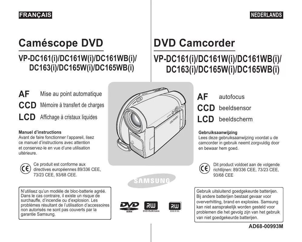 Mode d'emploi SAMSUNG VP-DC161