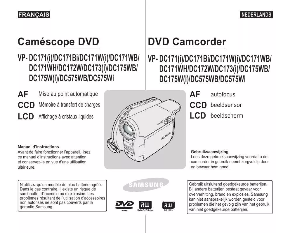 Mode d'emploi SAMSUNG VP-DC172W