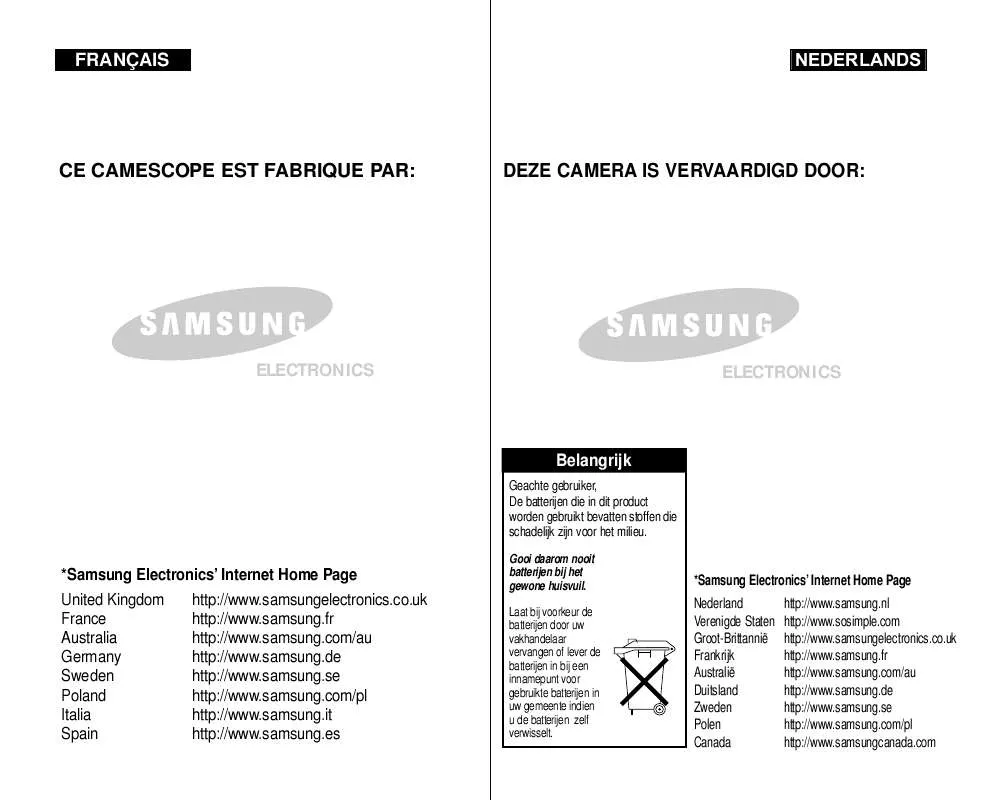 Mode d'emploi SAMSUNG VP-M102