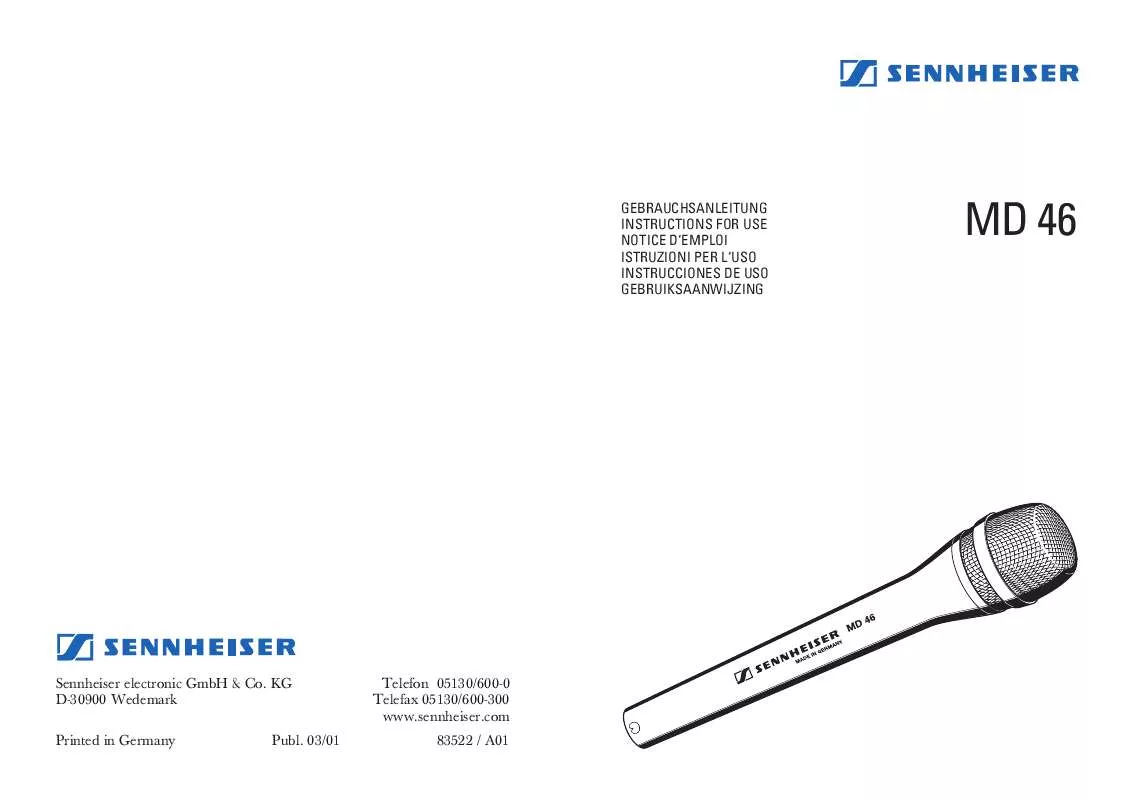 Mode d'emploi SENNHEISER MD 46