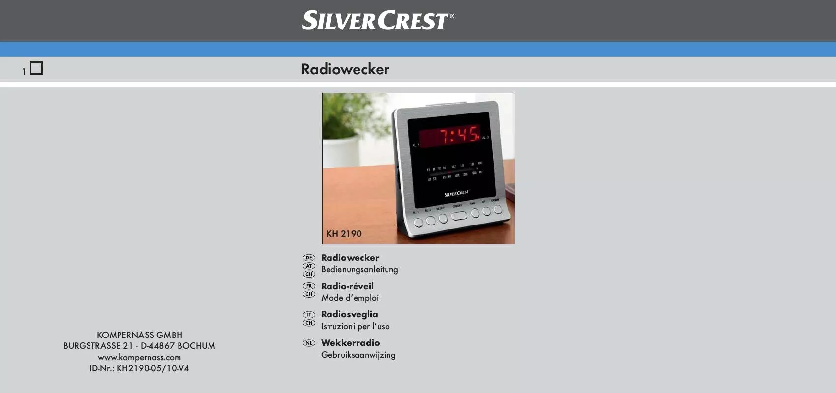 Mode d'emploi SILVERCREST KH 2190 CLOCK RADIO