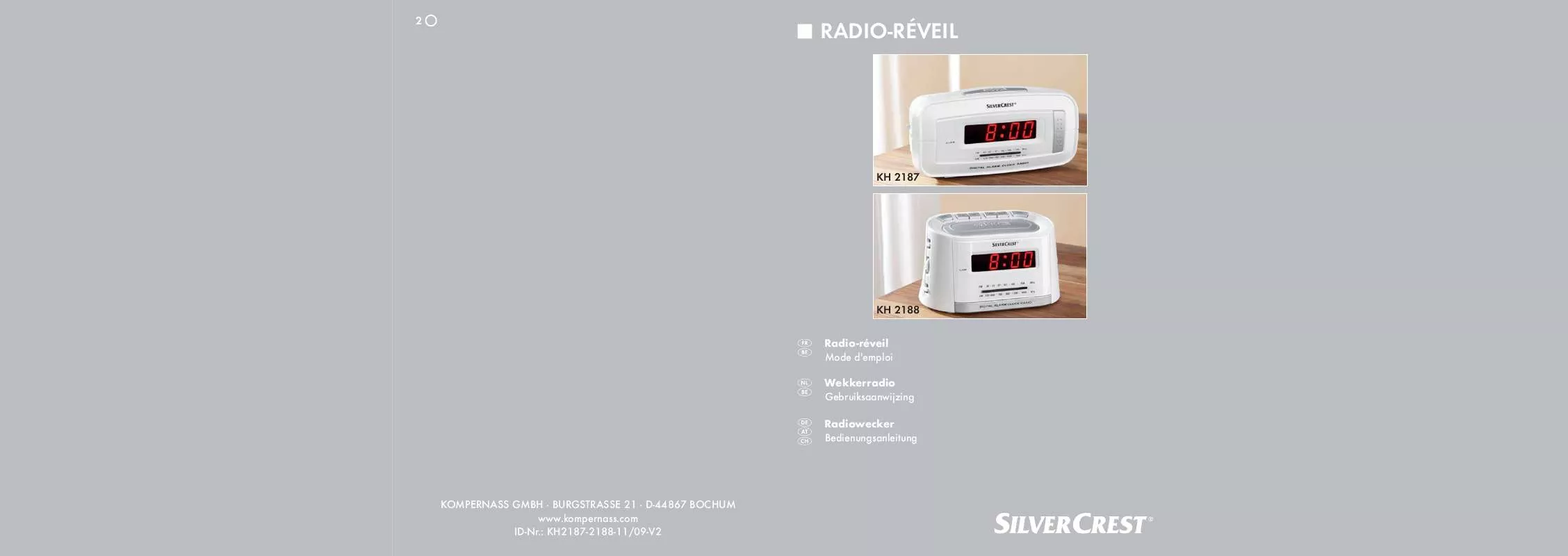 Mode d'emploi SILVERCREST KH 2187