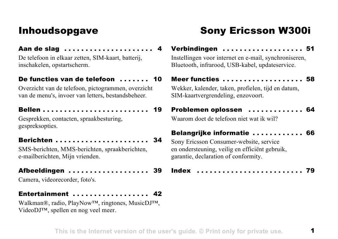 Mode d'emploi SONY ERICSSON W300I