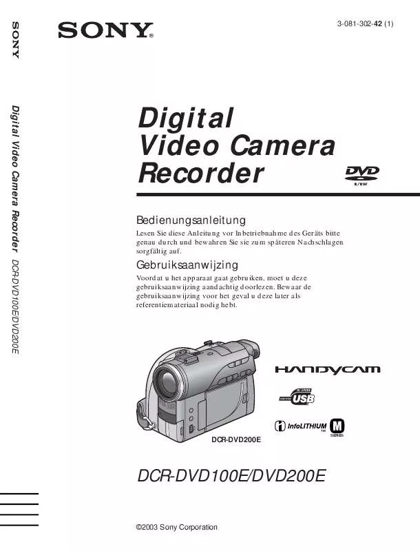 Mode d'emploi SONY DCR-DVD200E
