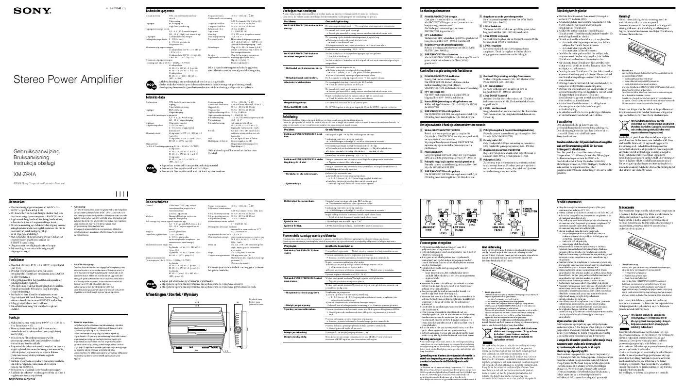 Mode d'emploi SONY XM-ZR4A