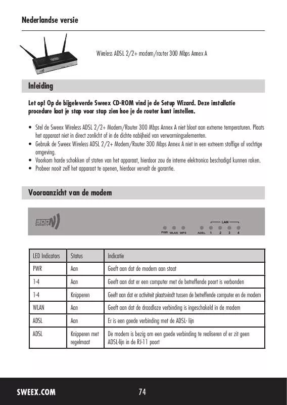 Mode d'emploi SWEEX MO300