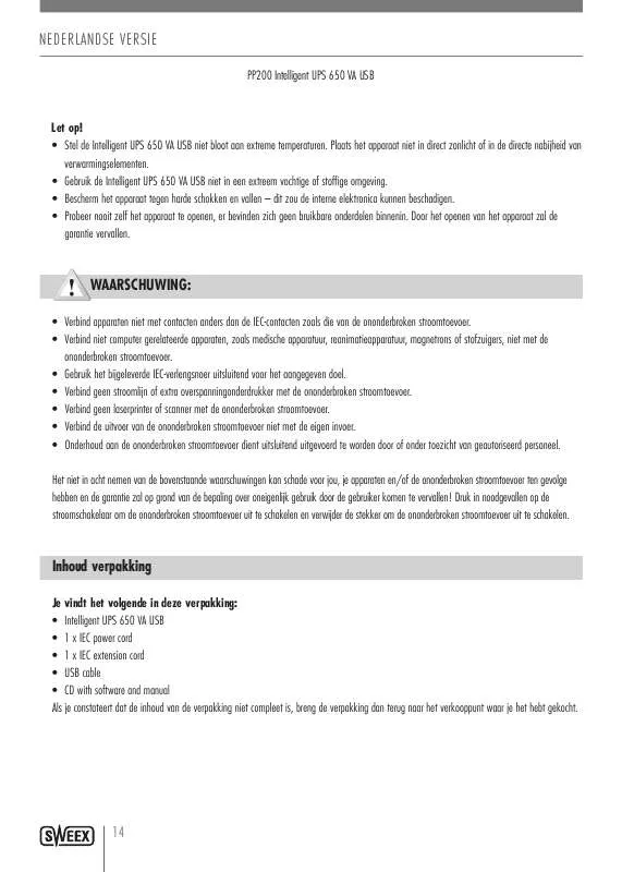 Mode d'emploi SWEEX PP200