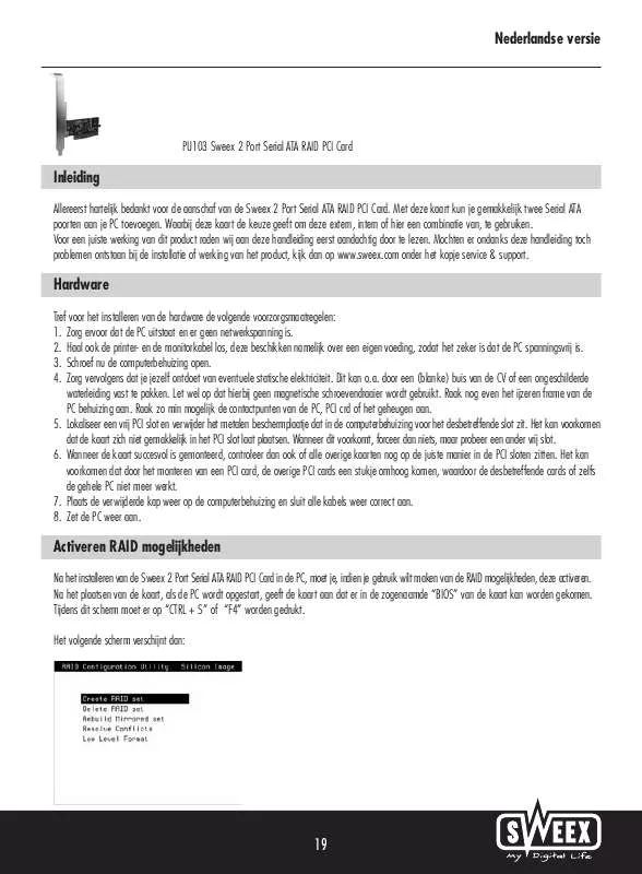 Mode d'emploi SWEEX PU103