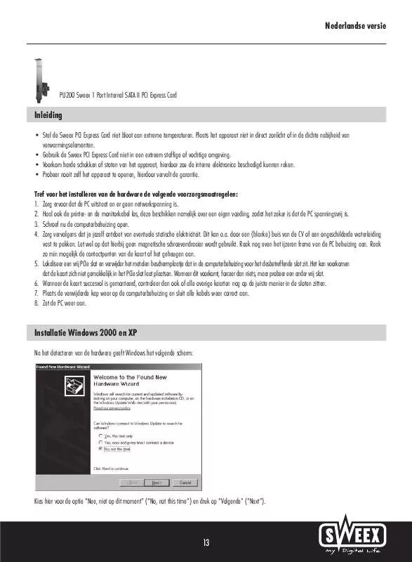 Mode d'emploi SWEEX PU200