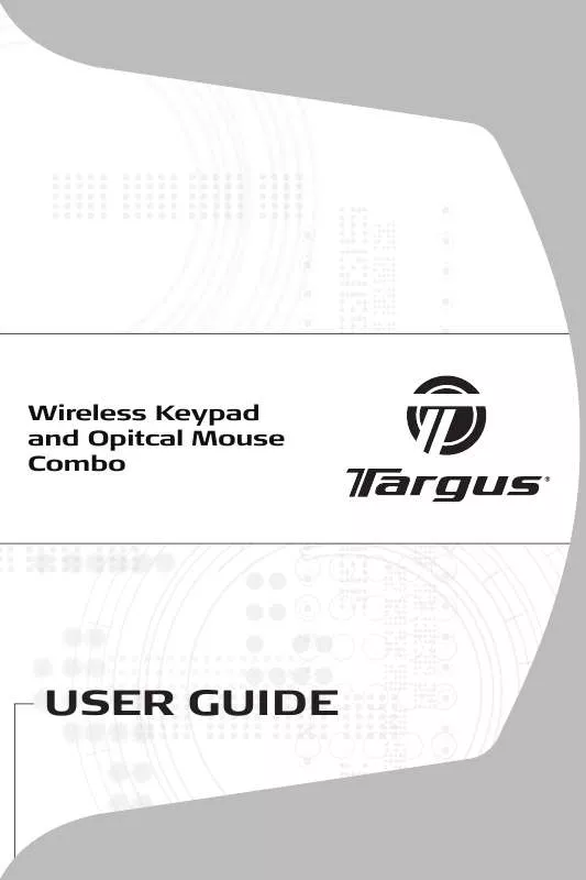 Mode d'emploi TARGUS WIRELESS KEYPAD AND OPTICAL MOUSE COMBO