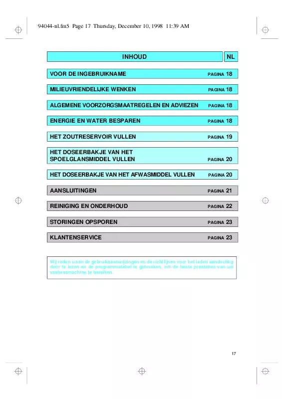 Mode d'emploi WHIRLPOOL 000 161 95