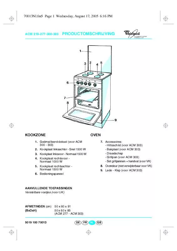 Mode d'emploi WHIRLPOOL ACM 277