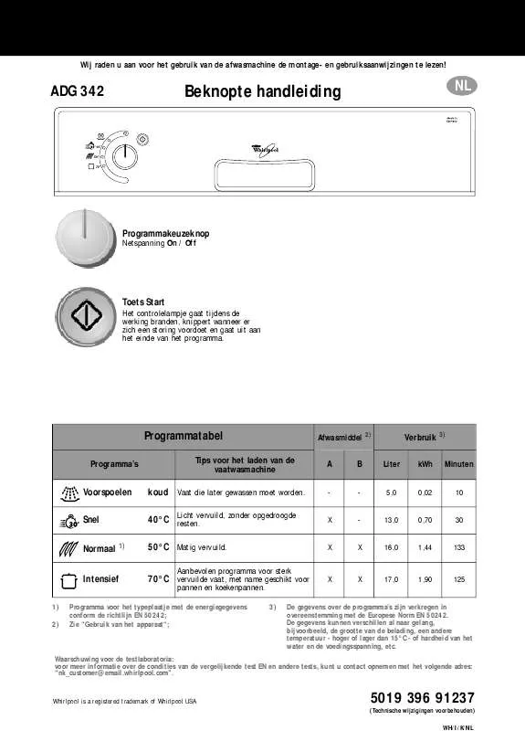 Mode d'emploi WHIRLPOOL ADG 342 S IX