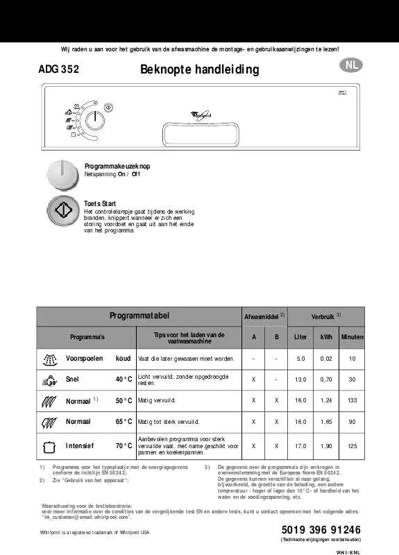 Mode d'emploi WHIRLPOOL ADG 352 S IX