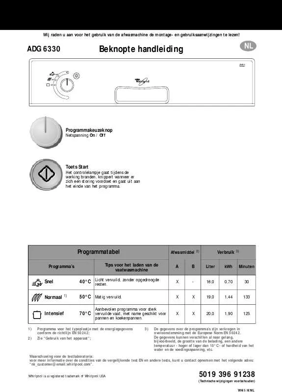 Mode d'emploi WHIRLPOOL ADG 6330 AV