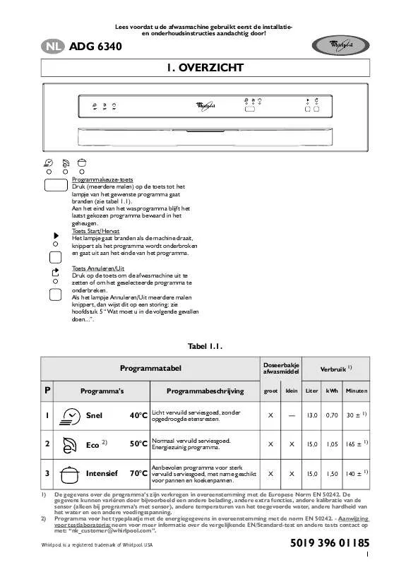 Mode d'emploi WHIRLPOOL ADG 6340 NB