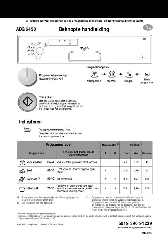 Mode d'emploi WHIRLPOOL ADG 6450 NB