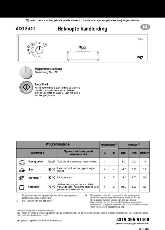 Mode d'emploi WHIRLPOOL ADG 8441 IX